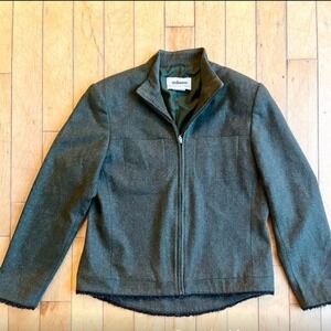 Steilmann Forest Green Virgin Wool Blend‎ Full Zip Jacket Fringed Hem Womens 10